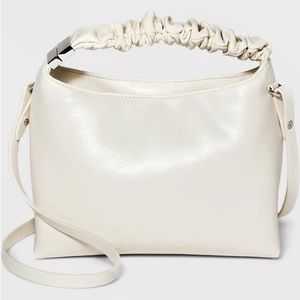 A New Day Women's Ruched Top Handle Crossbody Bag, Off White